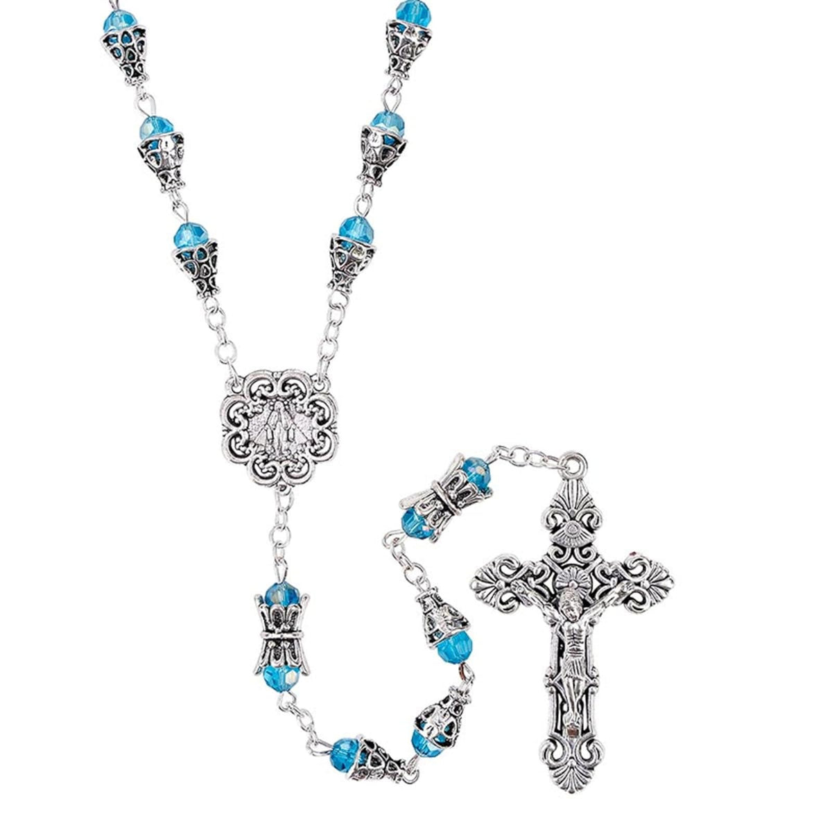 Christian Brands Catholic Jewelry Set, 23" Long, Aqua