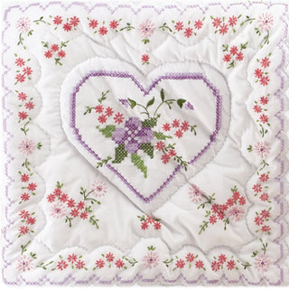 Design Works Crafts Tobin Lilac Heart Stamped for Embroidery Quilt Block Kit, Purple