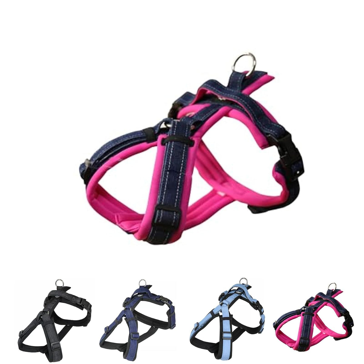hakusan Animal Harness, XS, Hot Pink×Denim