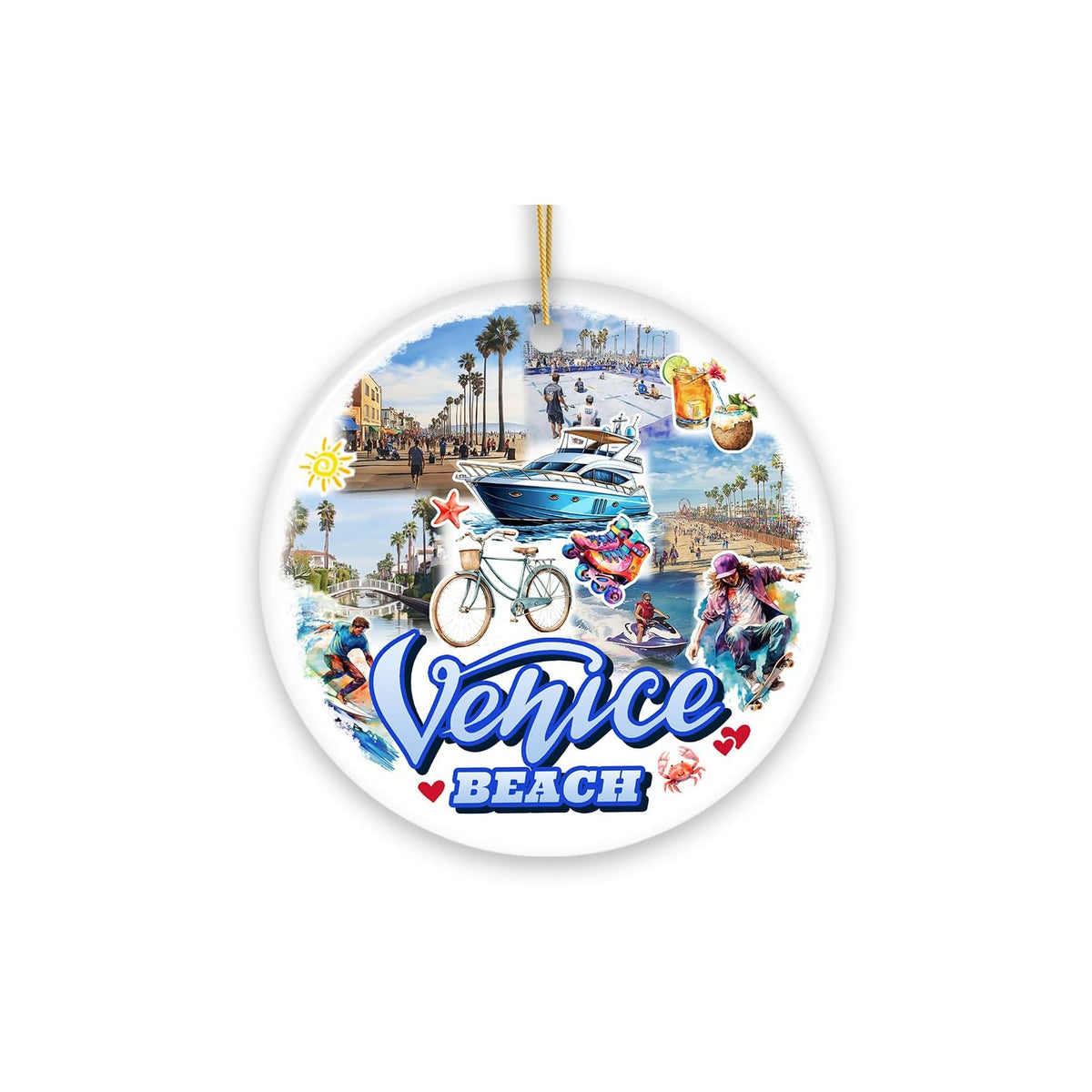 OrnamentallyYou Hanging Ornament, Vibrant Venice Beach Ornament, Californian Coa