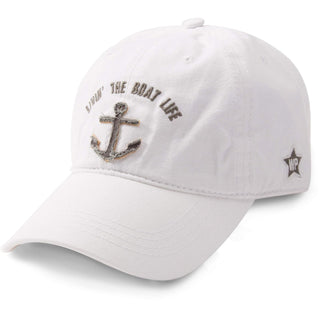Pavilion Gift Company Hat, White, White Livin the Boat Life