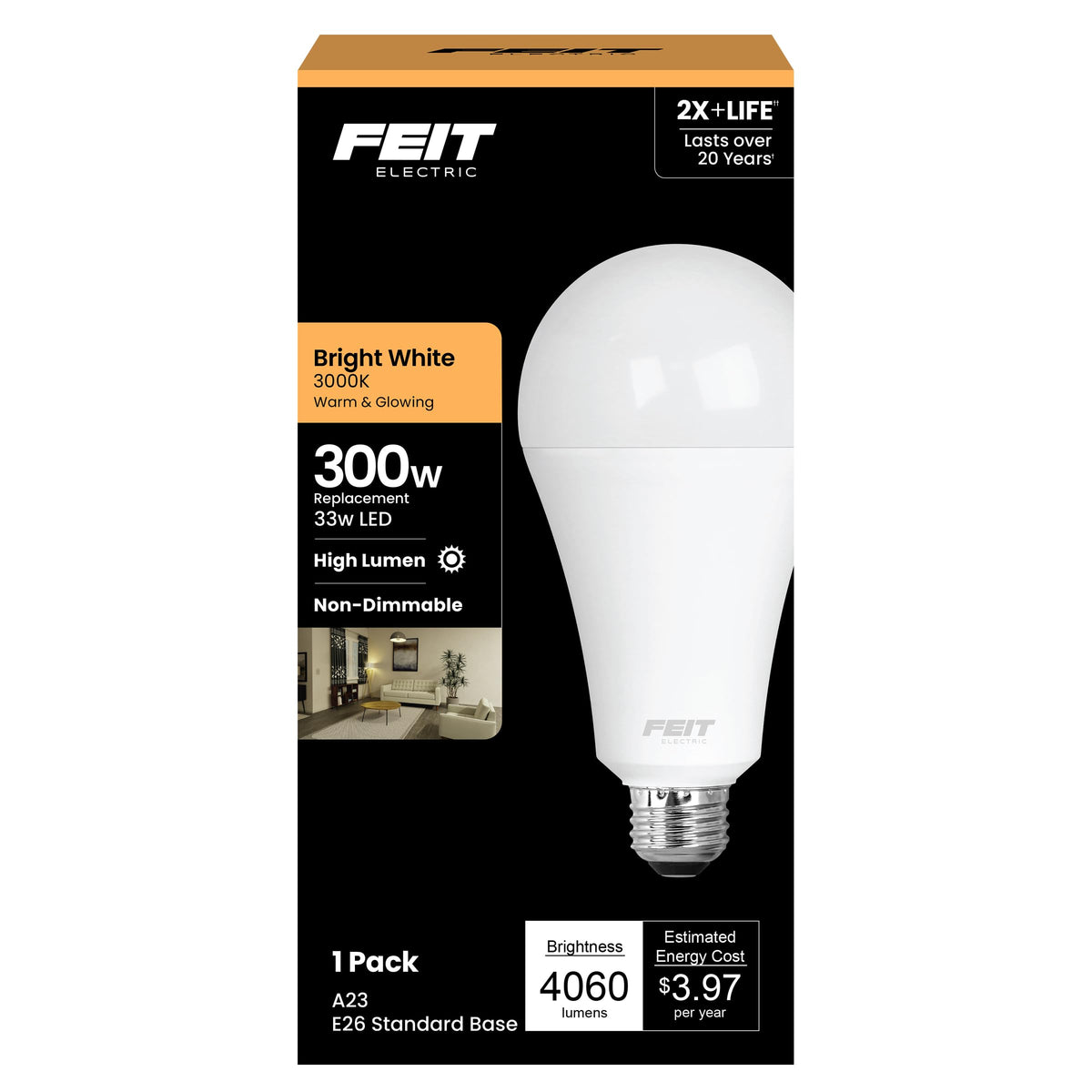 Feit Electric Light Bulb, 300W, 3000k Bright White
