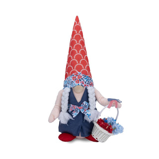 Designstyles Figurine, Multicolor, Americana Gnome with Flower Basket