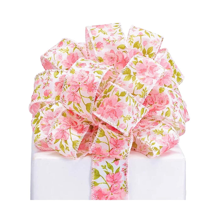 burton+BURTON Decorative Ribbon Trim, 1.5" W x 20yd, Green,Pink