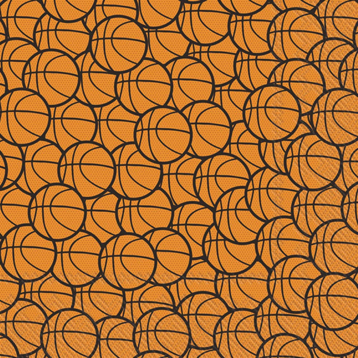 Boston International IHR 3-Ply Paper Napkins, 20-Count Cocktail Size, Basketball Orange