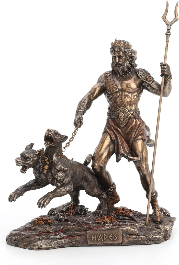 Unicorn Studio Hades Holding Staff With Cerberus Statue