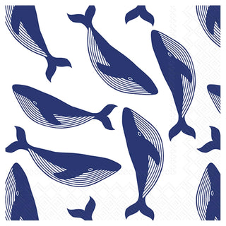 ihr SINCE 1977 Disposable Napkin, 6.5" x 6.5", Whales