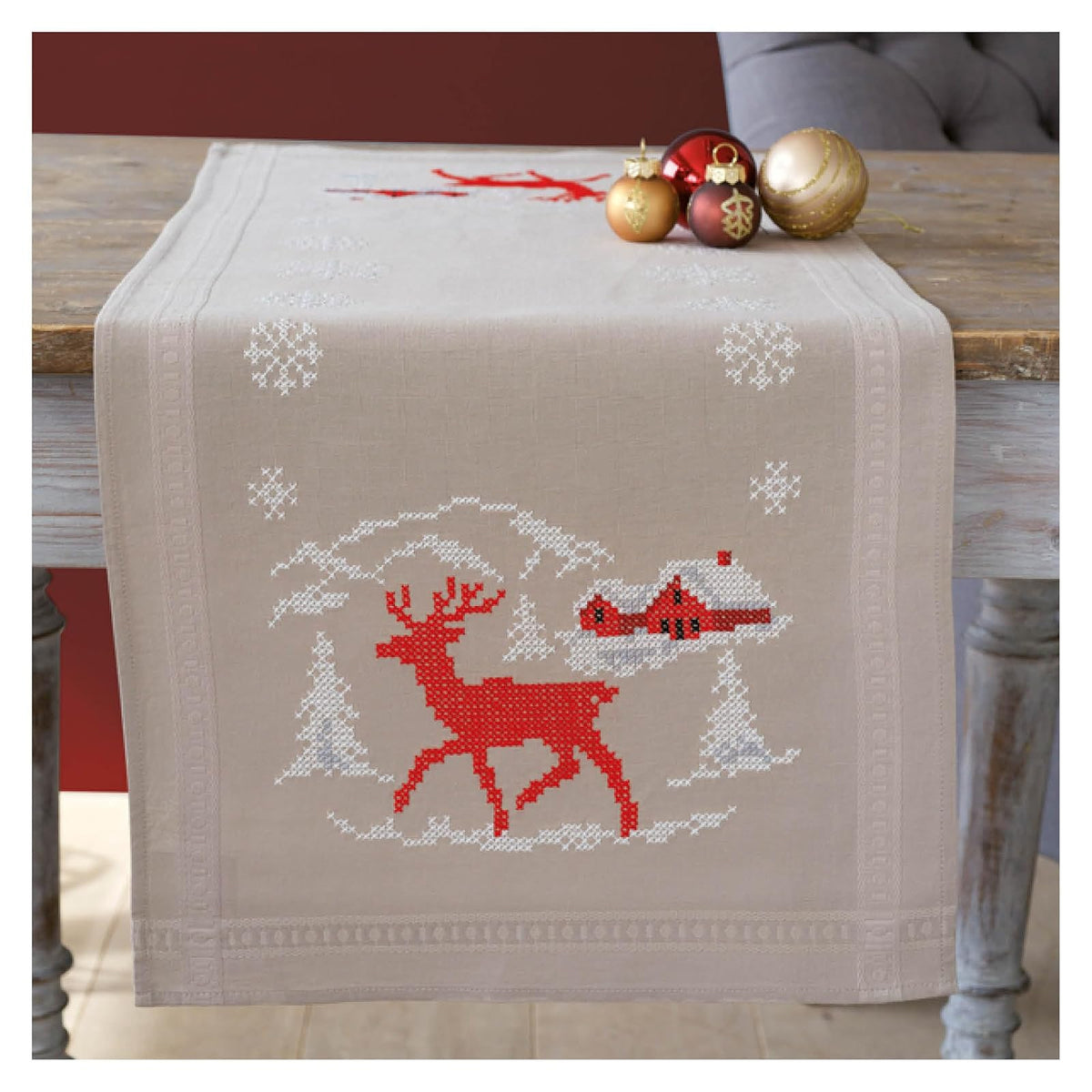 Vervaco Table Runner, 16 x 40 inch, Beige
