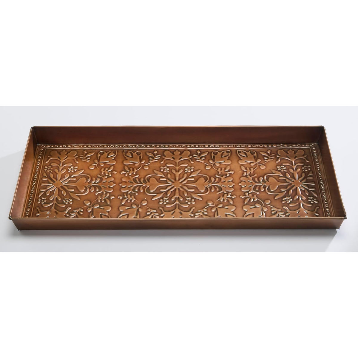 Home Furnishings By Larry Traverso Tray, 30" x 13" x 2", Folk Art Pattern, Antiq