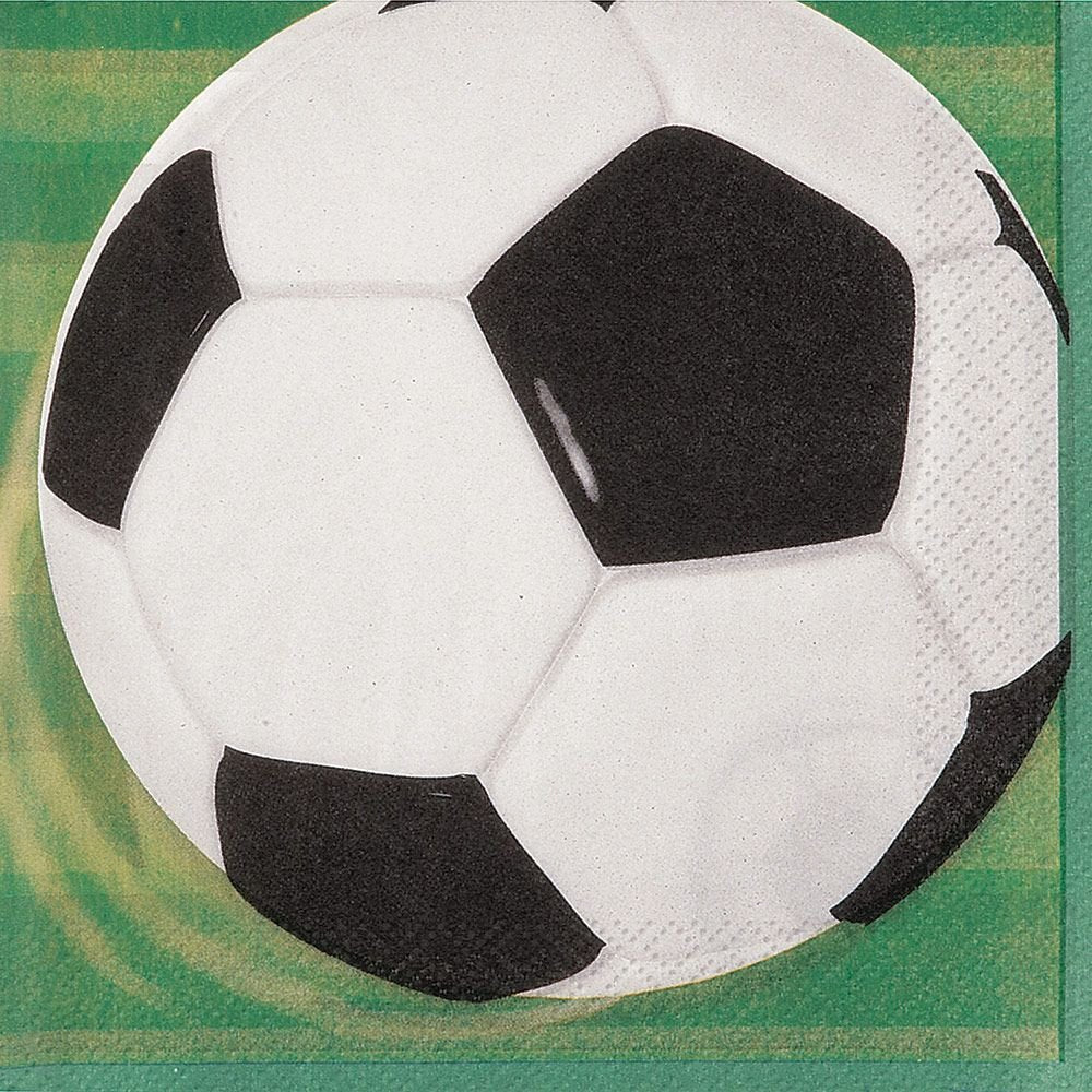 Unique Industries Unique Soccer Party Beverage Napkins 5", 16 Ct Count, Black and White