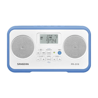 Sangean PR-D19BU FM Stereo/AM Digital Tuning Portable Radio with Protective Bumper (White/Blue)