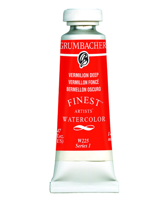 Grumbacher Finest Watercolor Paint, 14 ml/0.47 oz, Vermillion Deep