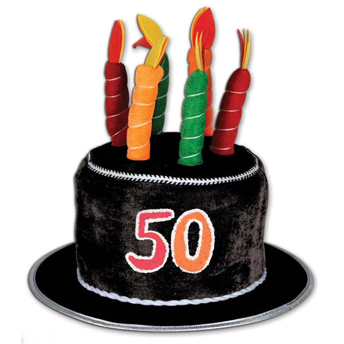 Beistle 50th Over The Hill Cake Plush Hat, 50, Multicolored