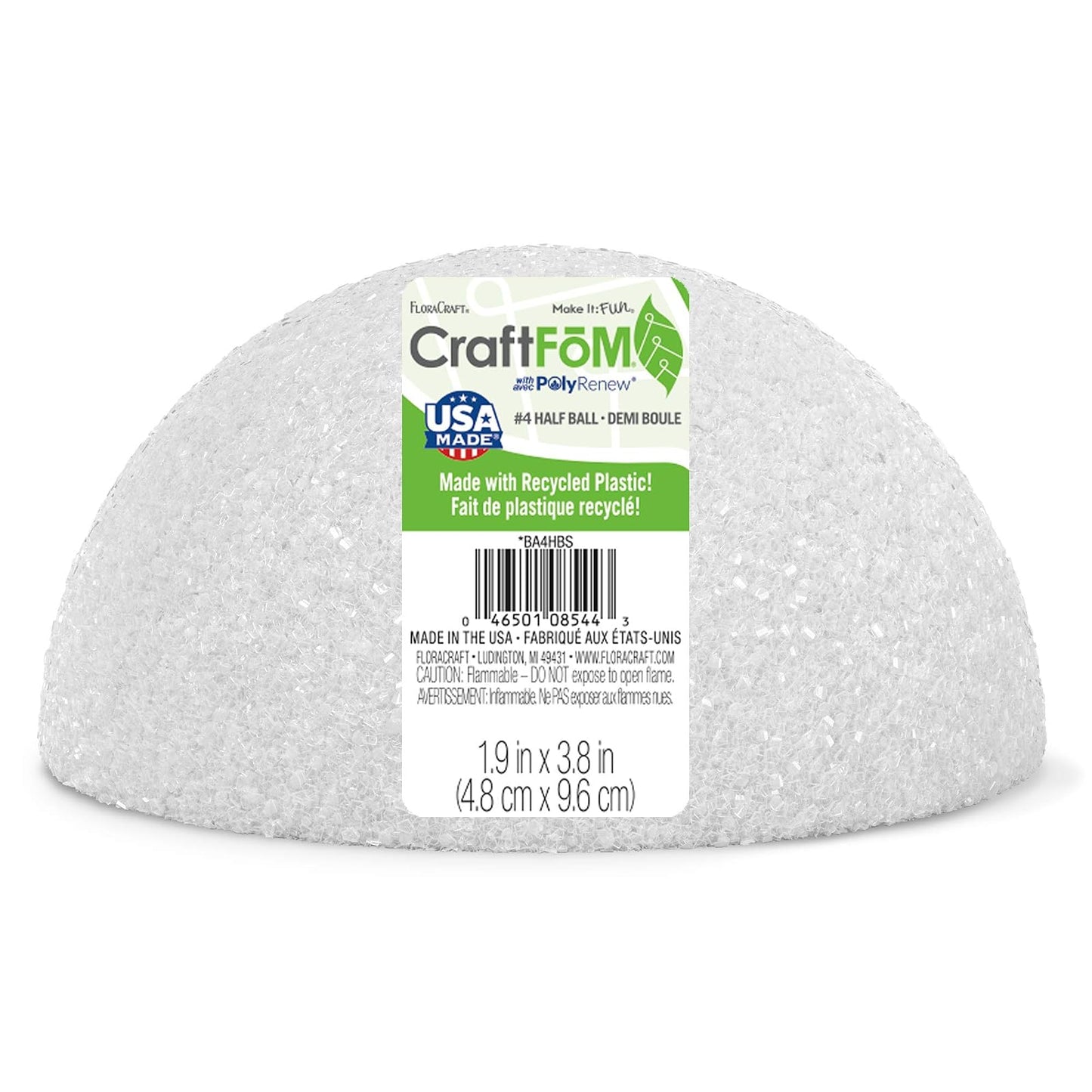 FloraCraft CraftFM Half Ball 1.9 Inch x 3.8 Inch White