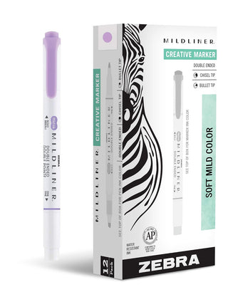 Zebra Pen Mildliner Double Ended Highlighter Marker Set, Broad and Fine Point Tips, Mild Violet Ink, 12-Pack