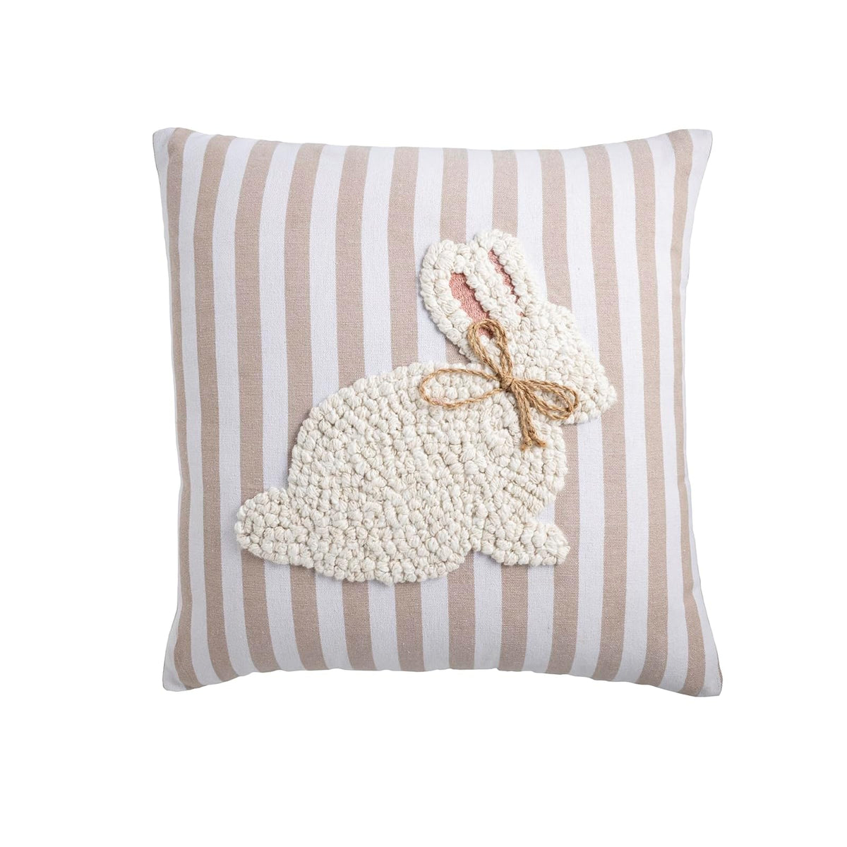 Mud Pie Pillow, 18 x 18-Inch, White Single Bunny
