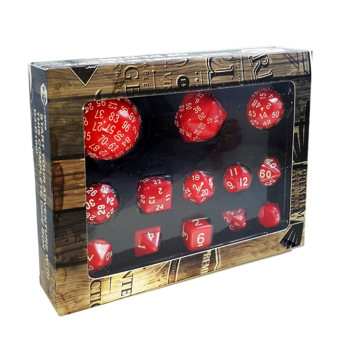 Bescon Dice Complete Polyhedral Dice Set 13pcs D3-D100, 100 Sides Dice Set Opaque Red