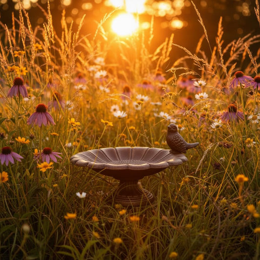 Comfy Hour 7.5 Inch Cast Iron Bird Bath, Sunflower Bird Feeder, 1 Unit
