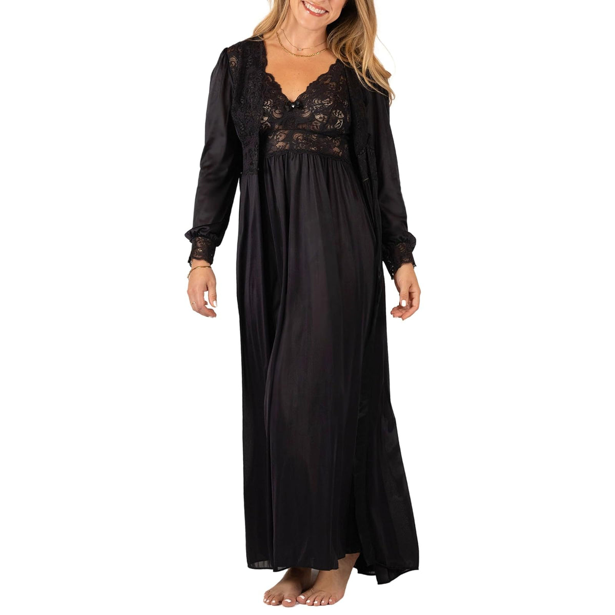 Shadowline Nightgown Nightshirt, 1X, Black