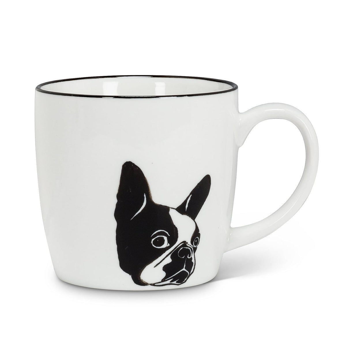 Abbott Collection 27-Boston Dog face Mug, 1 EA, White and Black