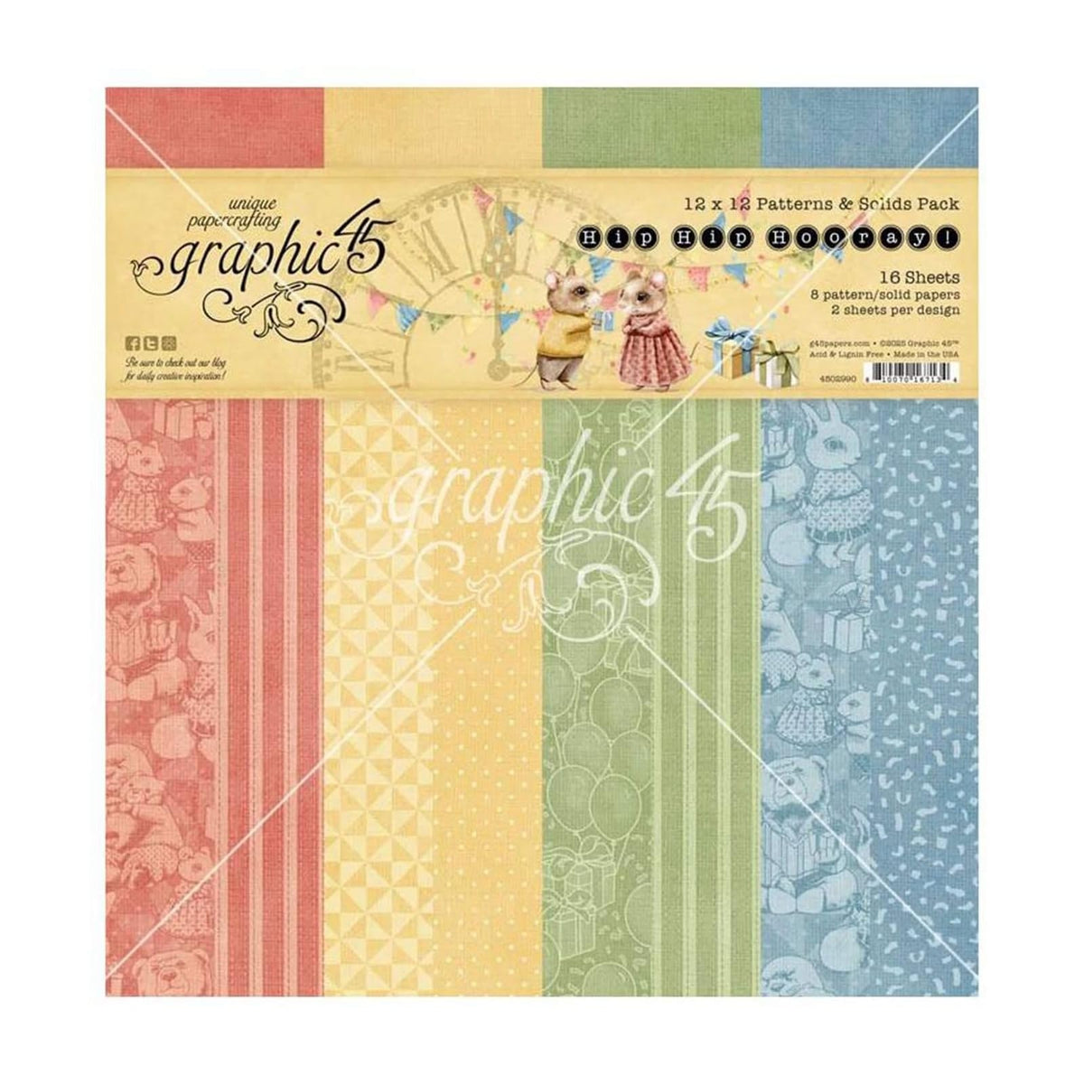 Graphic 45 Sheet Paper, 12x12 inches, Multi