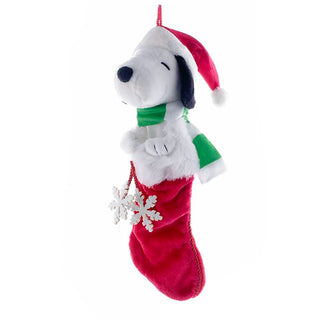 Kurt Adler 21-Inch Snoopy Plush Head Stocking with Snowflake Dangles