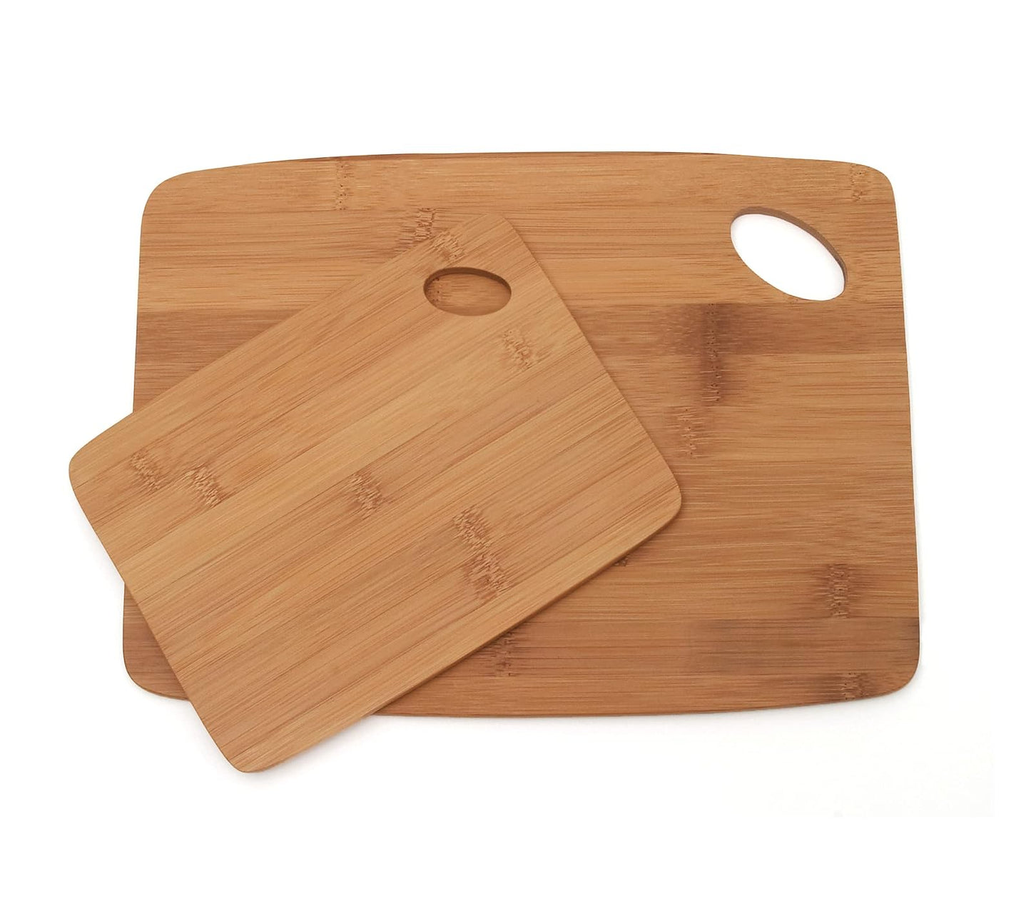 Lipper International 859 Bamboo Wood Thin Kitchen Cutting Boards with Oval Hole in Corner, Set of 2 Boards, 6" x 8" and 9" x 12"