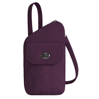 Travelon Handbag, 5.5” W X 10”H X 1.75”D, Plum