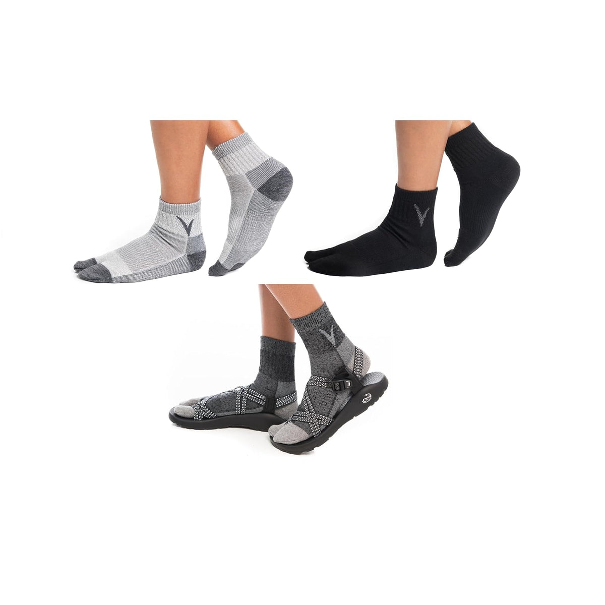V-TOE SOCKS Socks, Small, Grey, Black, Chacoal