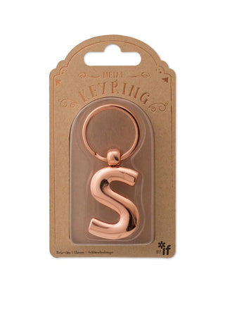 IF Metal Letter Keyring Personalised Alphabet Letters - Rose Gold - S