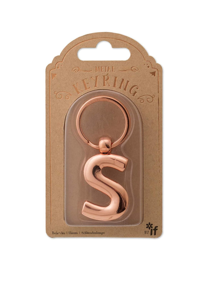 IF Metal Letter Keyring Personalised Alphabet Letters - Rose Gold - S