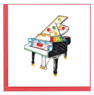 Quilling Card Handmade Quilled Grand Piano Greeting Card – 6x6 Inch Blank Card with Envelope – Fair Trade Verified – Unique Paper Art Keepsake for Any Occasion