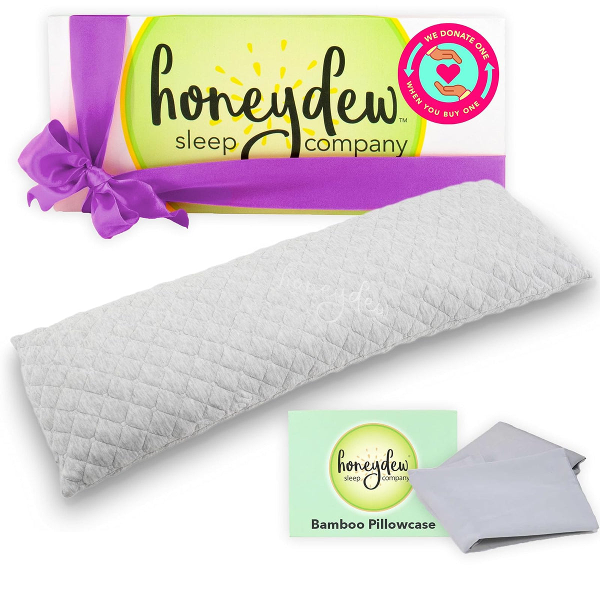 Honeydew Pillow, 50"L x 13"W, Grey