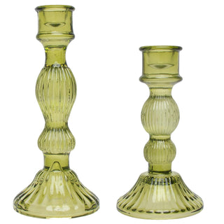 Boston International Candle Holder, Set of 2, Olive Green