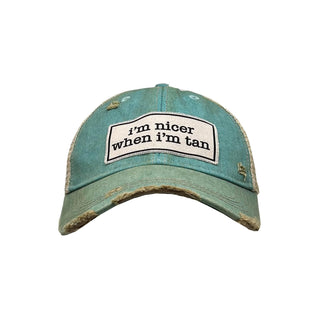 VINTAGE LIFE Hat, Teal Blue Distressed
