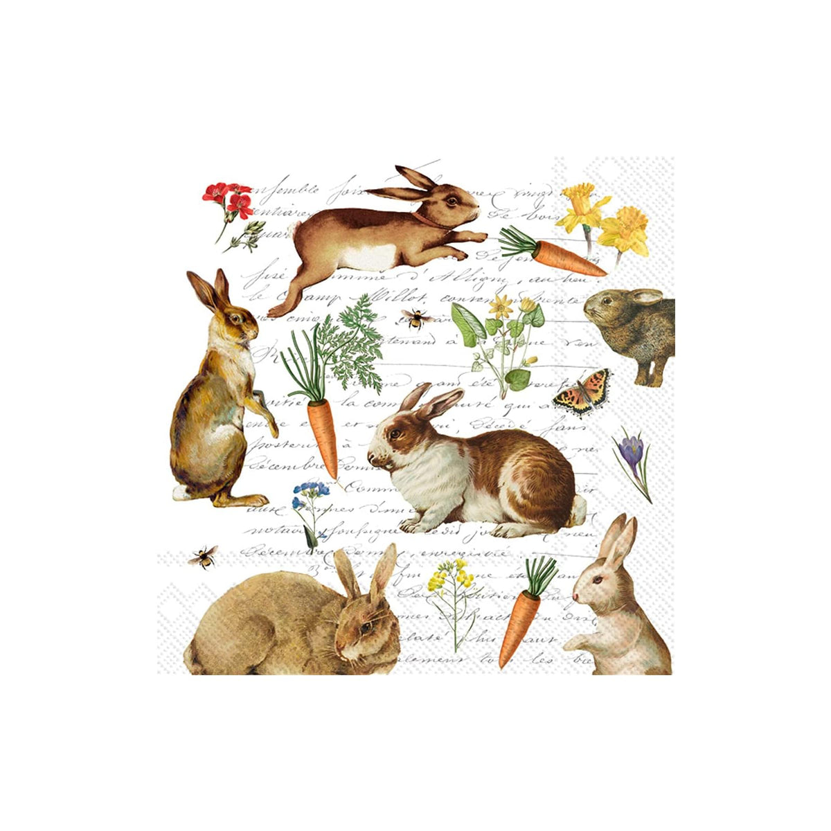 ihr SINCE 1977 Disposable Napkin, 20-Count Cocktail Size, Hare Hunt