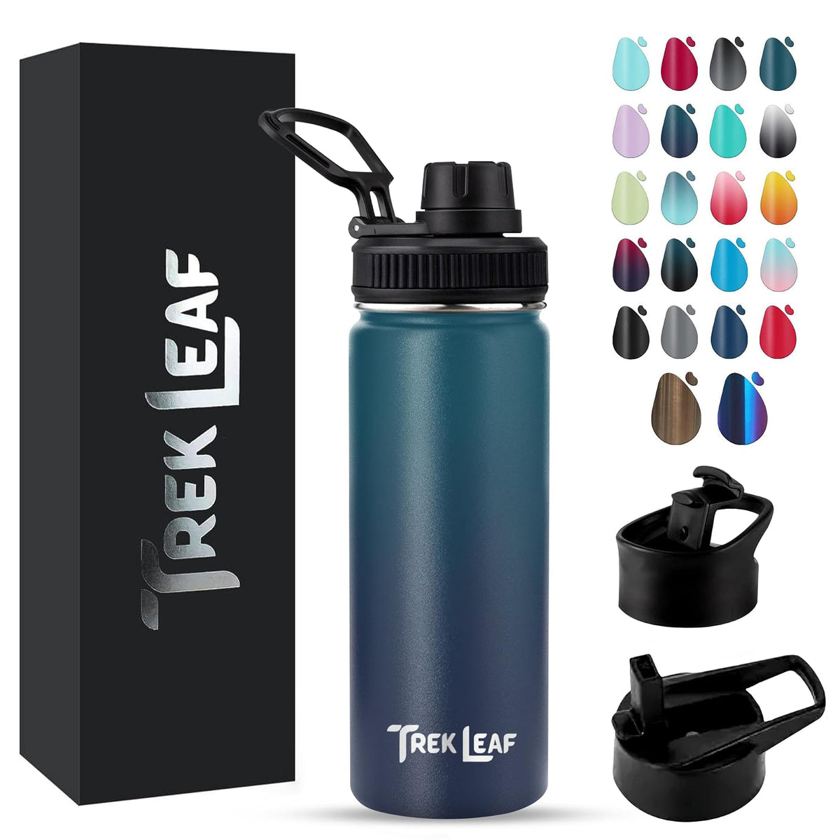 Trek Leaf Bottle, 18 Ounces, Deep Water
