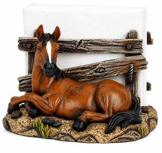 Comfy Hour 5 x 4.6 Inch Western Napkin Holder, Horse Table Decor