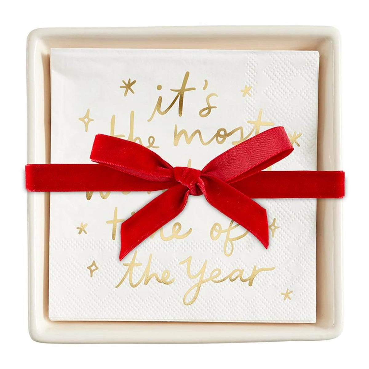 Santa Barbara Design Studio Napkin Holder, 5.75" Square, Most Wonderful Time