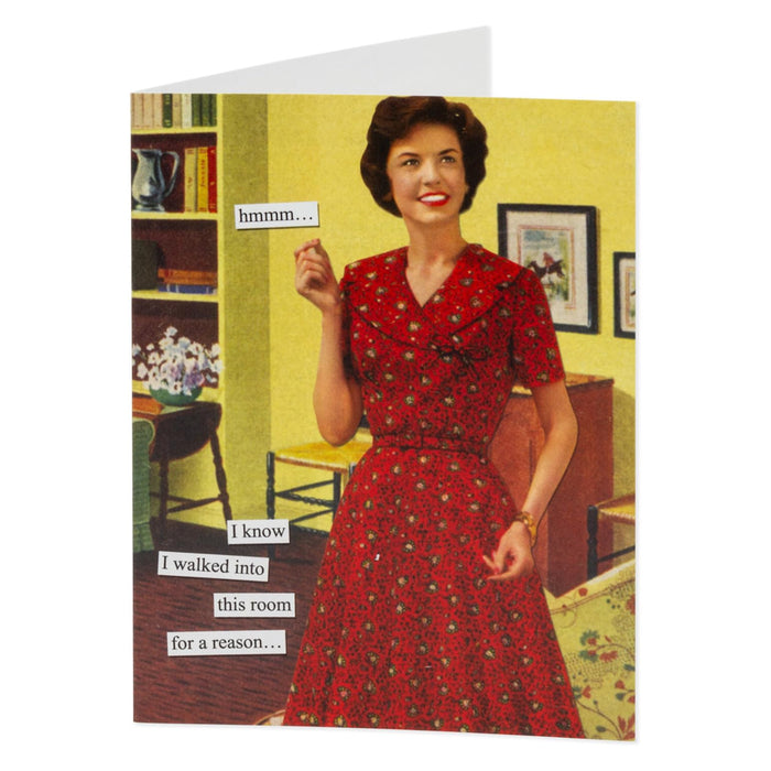 Anne Taintor Birthday Cards Funny Vintage Retro Greeting Card for Her, 4.25" x 5.5", I Walked Into This Room For a Reason