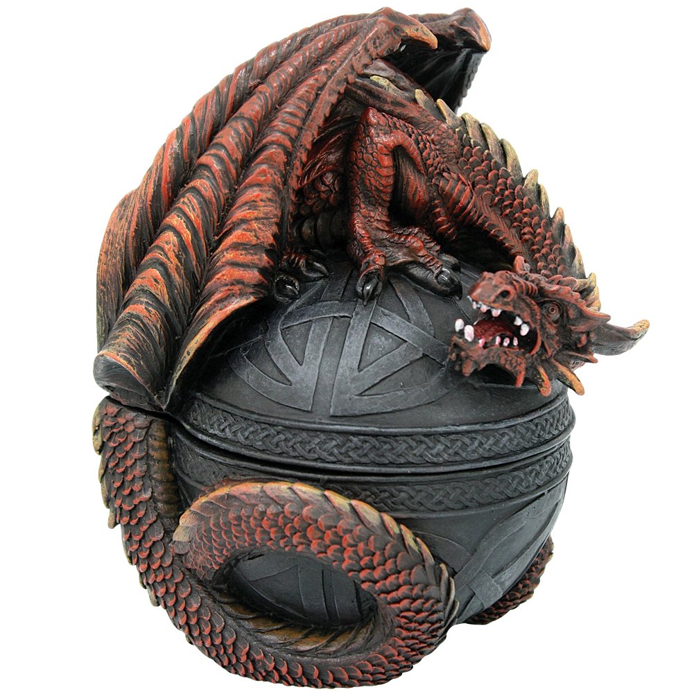 Pacific Trading RED Dragon Celtic Box Trinket Box