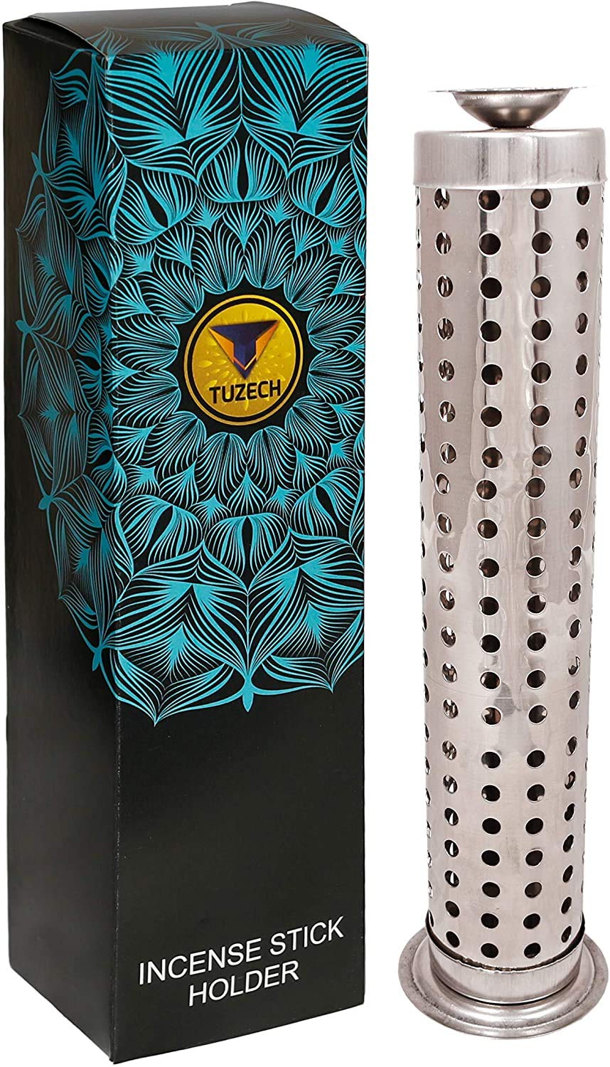 TUZECH Incense Holder, 26 x 7.6 X 5.2 Cm, Silver