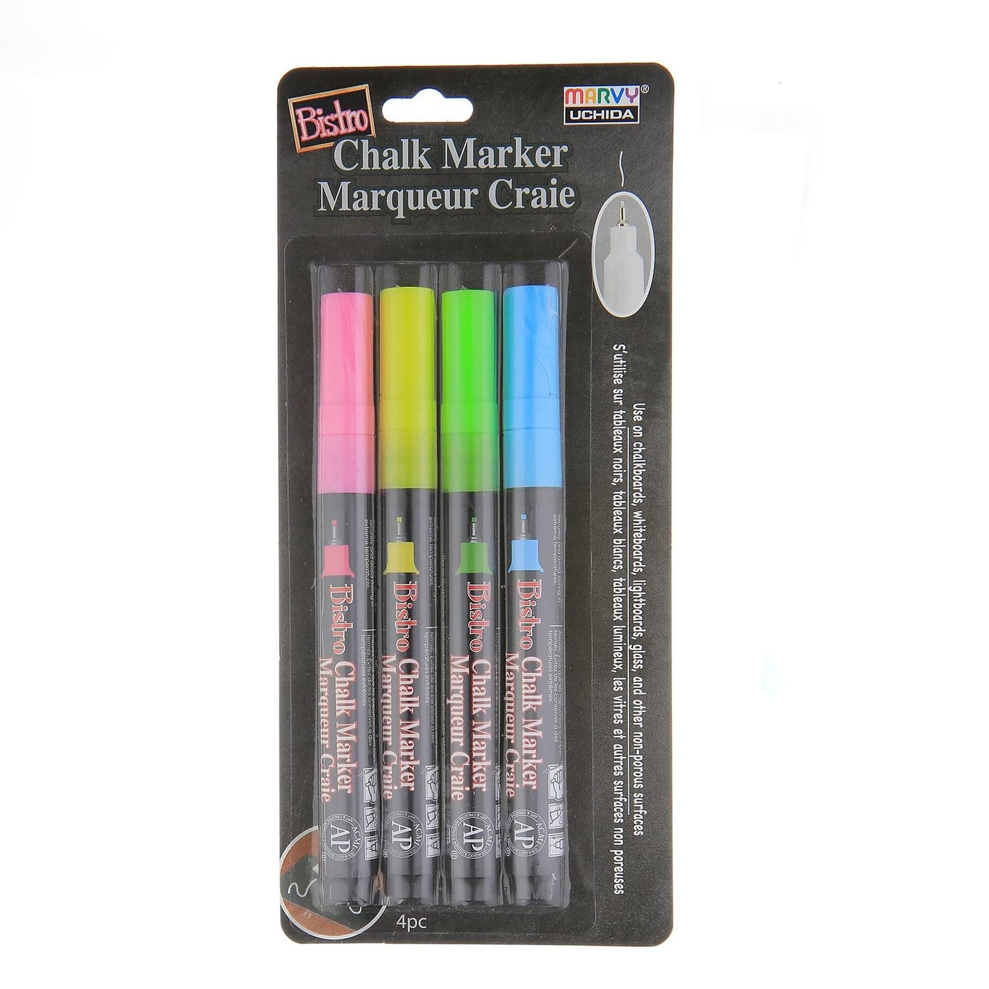 Uchida of America 485-4A Extra Fine Tip Bistro Chalk Marker Set, Multiple 4 Pack