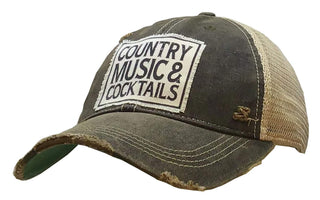 VINTAGE LIFE Hat, Country Music & Cocktails (Black), Baseball