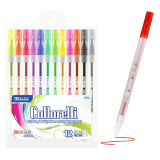 BAZIC 12 Glitter Color Collorelli Gel Pen, Non-Toxic Safe Coloring, Great for Gift Card Poster Christmas Artist, 1-Pack