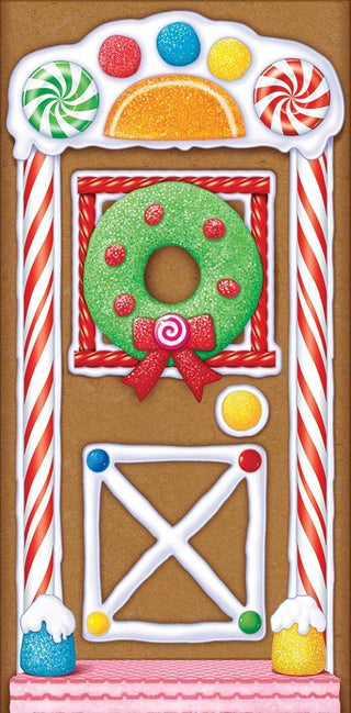 Beistle Printed Plastic Gingerbread House Door Cover Indoor/Outdoor Christmas Party Decorations, 30 by 5-Inch, Multicolored