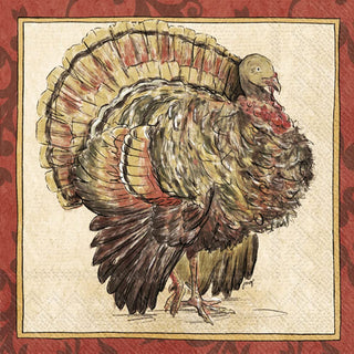 Boston International IHR Fall Autumn Halloween Thanksgiving 3-Ply Paper Napkins, 20-Count Lunch Size, Painterly Turkey