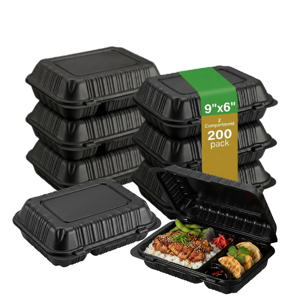 ProTakeOut Food Storage Container, 9" x 6", Black