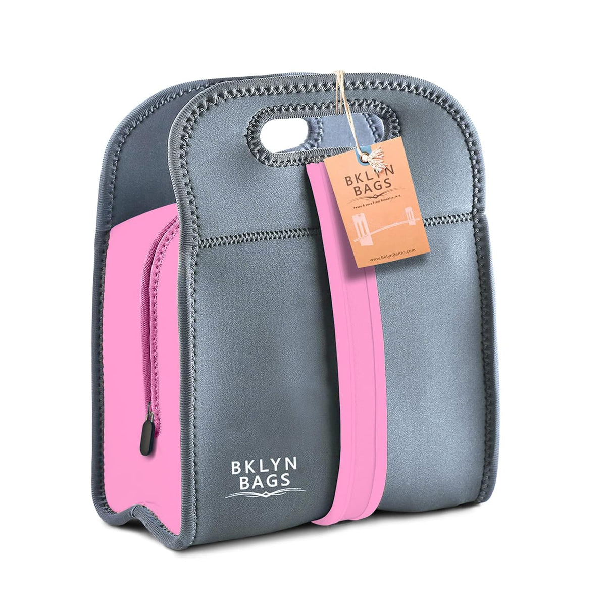 BKLYN BENTO PEACE & LOVE FROM BROOKLYN, N.Y. Meal Holder, Pink / Grey