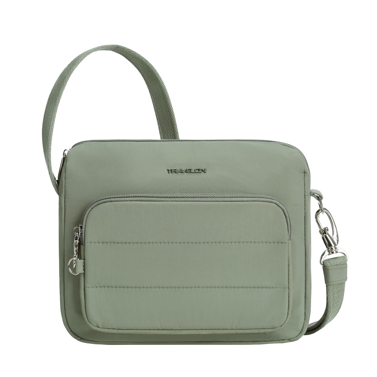 Travelon Handbag, 10.25”W X 8”H X 2.5”D, Moss